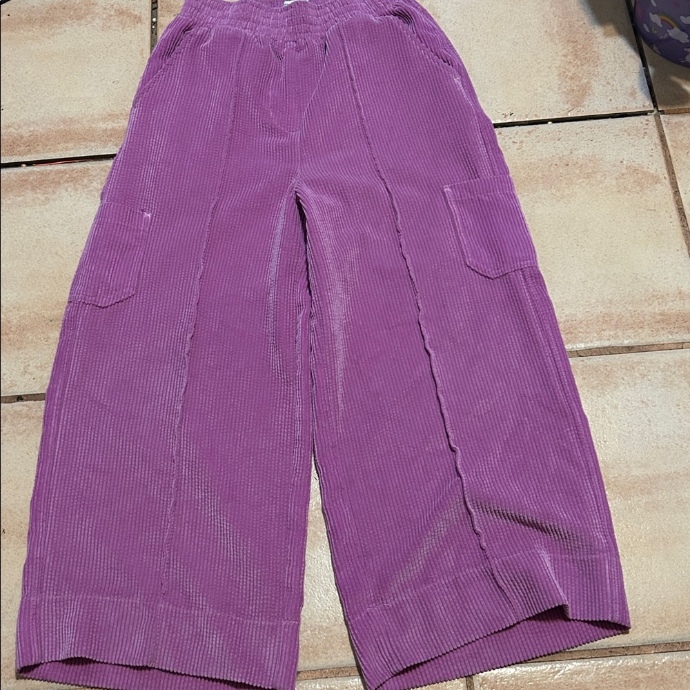 Urban Outfitters Orchid Purple Corduroy Cargo Pants Wideleg High Rise Size Small - Picture 5 of 10